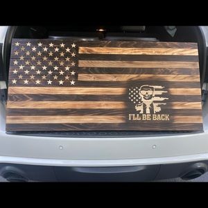 19.5x42”  custom American burnt flag. All hand made and hand cut,